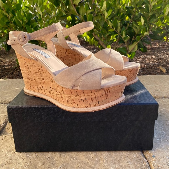 Sand Cork Prada Wedges!! - Picture 1 of 6